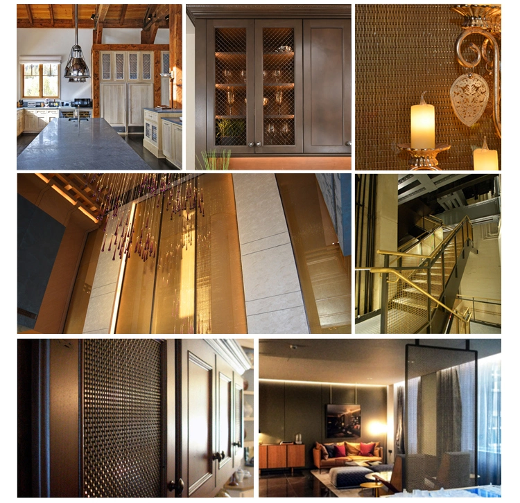 Decoratieve metalen gekrimpte platte draadscherm van roestvrij staal voor meubelkasten 2