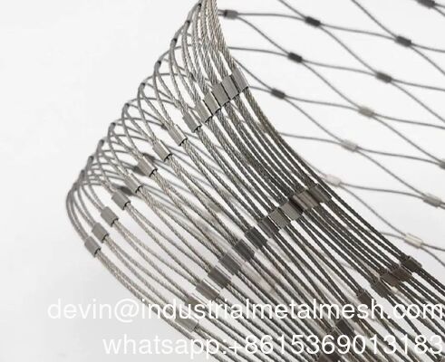 Flexibel roestvrij staal touwnet 316 304 High Tensile Woven Wire Cable Net voor dierentuin Animal Enclosure Veiligheids hek