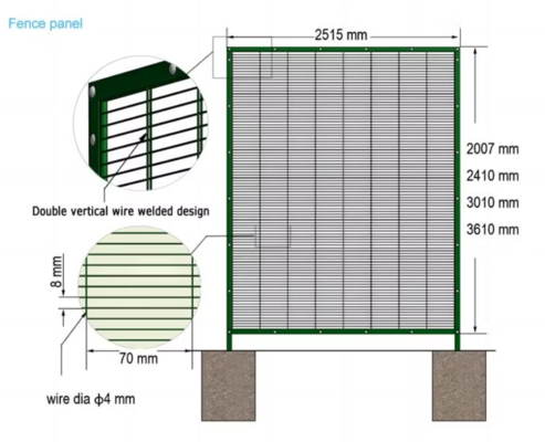 Zwaar werk goedkoop plastic metaal tuin gevangenis treinstation hoge beveiliging 358 anti-klim draad gaas hek te koop
