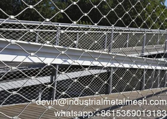 Stainless Steel Cable rope Mesh for Architectural  Animal Enclosure Safety Barrier