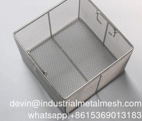 Rectangular Woven Wire Mesh Basket van roestvrij staal