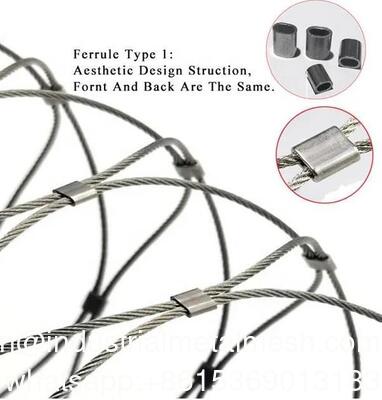 Flexibel 304/316 Handgeweven roestvrij staal Geknoopt draad touw Kabel Mesh