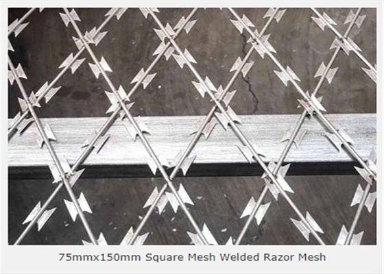 Gegalvaniseerde het zilver laste 3.2mm Netwerk van de Scheermesdraad 75x150mm die openen